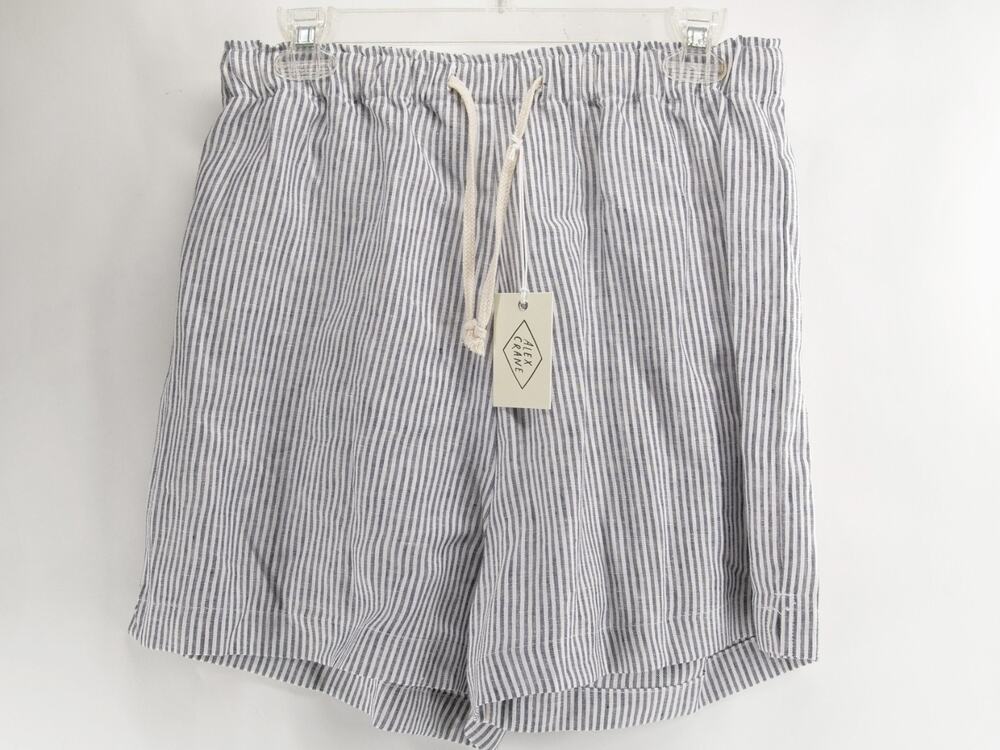 NWT Alex Crane Men's XL Blue White Striped Linen Shorts Made in USA Casual